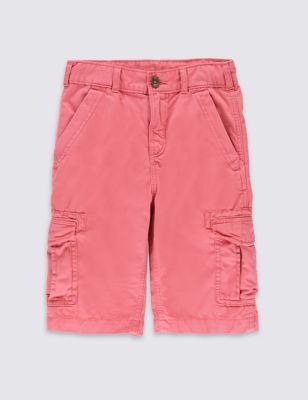 Pure Cotton Adjustable Waist Washed Cargo Shorts &#40;5-14 Years&#41;